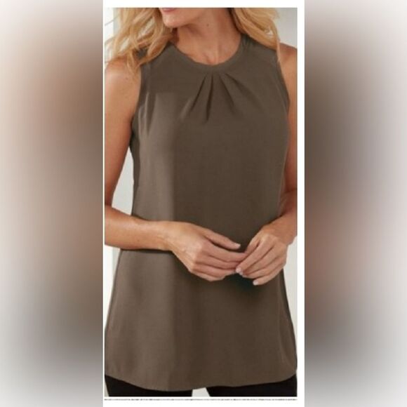 Soft Surroundings Teagan Zipper Army Green Tunic tank top Size Medium EUC - Picture 1 of 7